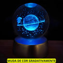 Luminária Cristal De Mesa Bola de Cristal Planeta Terra, Lua, Galáxia e Sistema Solar LED Base De Madeira Decoração