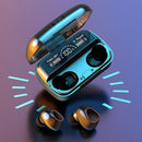 Fone de ouvido Bluetooth com estojo de LED digital à prova d'água, potente, bateria de longa duração e controle por toque.