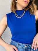 Blusa Cavada Gola Alta Sem Manga Basica Top TECIDO: VISCOLYCRA