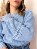 Blusa Feminina Trico Trança Manga Bufante