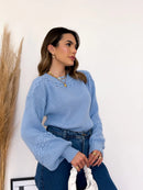 Blusa Feminina Trico Trança Manga Bufante