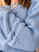 Blusa Feminina Trico Trança Manga Bufante