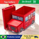 Caixa Infantil Vermelho Organizadora Multiuso 2 em 1 Banco Puff e Armazenamento de Brinquedos Roupas e Brinquedoteca