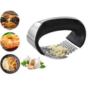 Kit de tábua de corte antibacteriana redonda OU quadrada + espremedor de alho e amassador em aço inoxidável