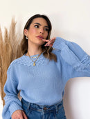 Blusa Feminina Trico Trança Manga Bufante