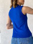 Blusa Cavada Gola Alta Sem Manga Basica Top TECIDO: VISCOLYCRA