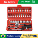 Kit De Ferramentas 46 Peças Chave Catraca Reversível Com Maleta, Jogo de Soquete Para Manutenção E Reparo