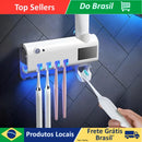 Suporte Dispenser Aplicador Pasta Escova de Dentes Esterilizador Com Luz UV Antibacteriano