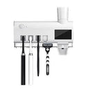 Suporte Dispenser Aplicador Pasta Escova de Dentes Esterilizador Com Luz UV Antibacteriano