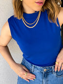 Blusa Cavada Gola Alta Sem Manga Basica Top TECIDO: VISCOLYCRA