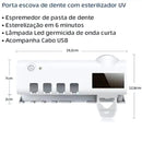 Suporte Dispenser Aplicador Pasta Escova de Dentes Esterilizador Com Luz UV Antibacteriano