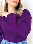 Blusa Feminina Trico Trança Manga Bufante