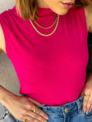 Blusa Cavada Gola Alta Sem Manga Basica Top TECIDO: VISCOLYCRA