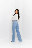 Calça Jeans Feminino Wide Leg Pantalona Retrô Perfeita Moda