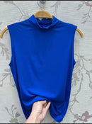 Blusa Cavada Gola Alta Sem Manga Basica Top TECIDO: VISCOLYCRA