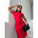 Vestido sem mangas de cor lisa, confortável, em algodão.