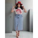 Saia Jeans Tamanho grande, alta qualidade